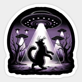 Funny Cat Being Abducted By Aliens Sticker